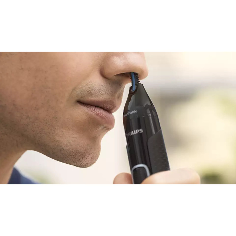 Philips Trimmer Series 5000 for beard, mustache, edging, eyebrows, nose and ears, 1хАА, nozzles-4, steel, case, black (NT5650/16)