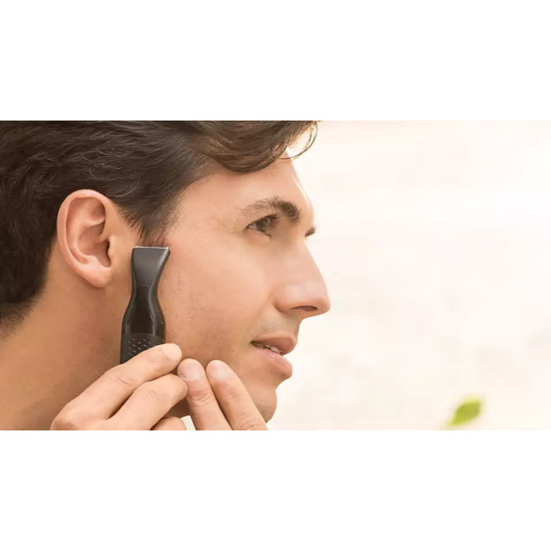 Philips Trimmer Series 5000 for beard, mustache, edging, eyebrows, nose and ears, 1хАА, nozzles-4, steel, case, black (NT5650/16)