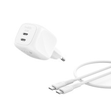 Belkin Зарядний пристрій мережевий Belkin 50Вт 2хUSB-С GAN PD PPS, кабель USB-С > USB-C, 1м, білий (WCH019KQ1MWH-B6)