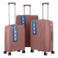 2E Набір валіз 2E, M7979, поліпропілен, (L+M+S), блискавка anti theft, 4 колеса, кодовий замок, рожево-золотий (2E-PP-M7979-SET3-RG)