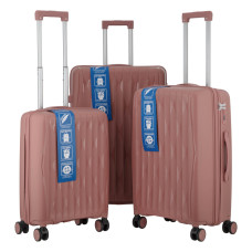 2E Набор чемоданов 2E, M7979, полипропилен, (L+M+S), молния anti theft, 4 колеса, кодовий замок, розово-золотой (2E-PP-M7979-SET3-RG)