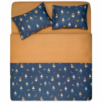 ARDESTO Bedding set 2.0 Gloria, sateen, duvet cover 200x220cm, bed sheet 230x240cm, pillowcases (2) 50x70cm, 100% cotton, teddy bears blue (ART2022TB)