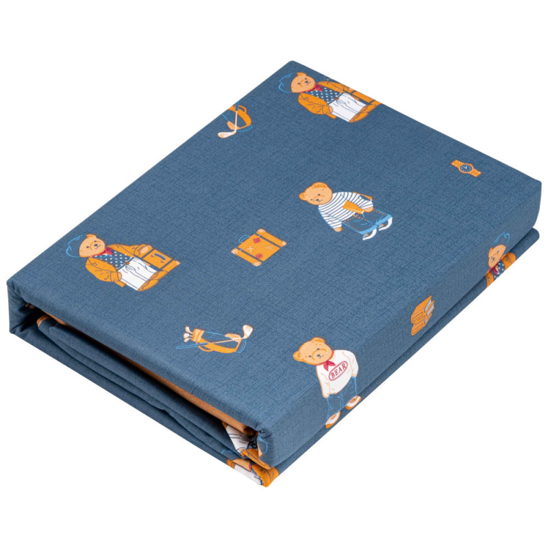 ARDESTO Bedding set 2.0 Gloria, sateen, duvet cover 200x220cm, bed sheet 230x240cm, pillowcases (2) 50x70cm, 100% cotton, teddy bears blue (ART2022TB)