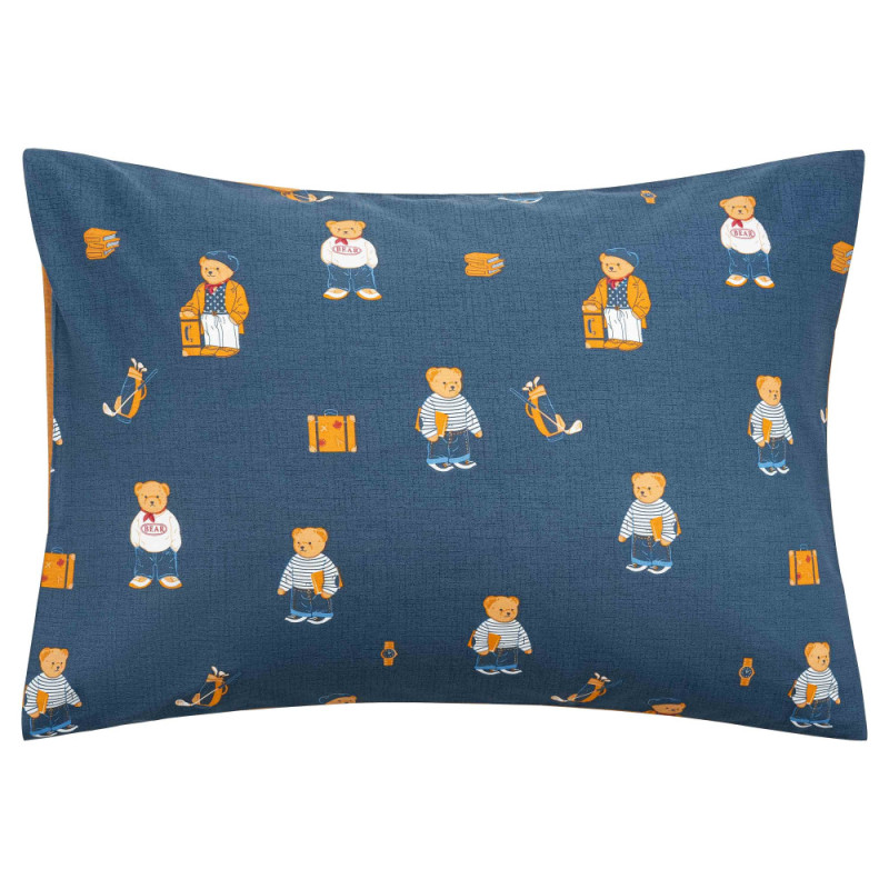 ARDESTO Bedding set 2.0 Gloria, sateen, duvet cover 200x220cm, bed sheet 230x240cm, pillowcases (2) 50x70cm, 100% cotton, teddy bears blue (ART2022TB)
