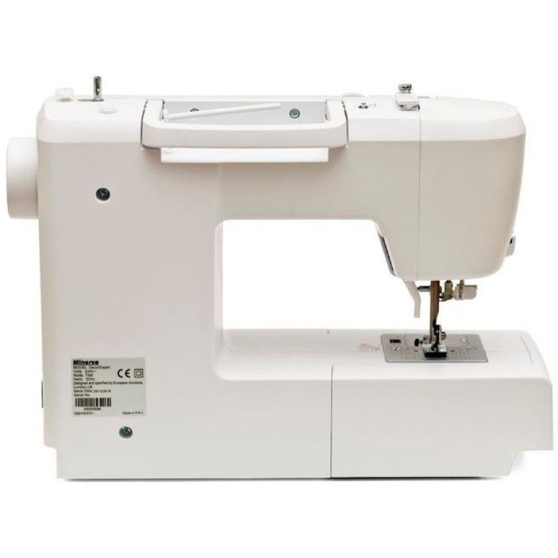 Minerva DECOREXPERT sewing machine, computerized, 70W, 197 stitches, automatic buttonhole, white+blue