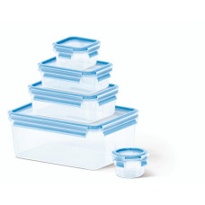 Tefal Master Seal Container Set, 5pcs, Plastic, Transparent, Blue (K3029012)