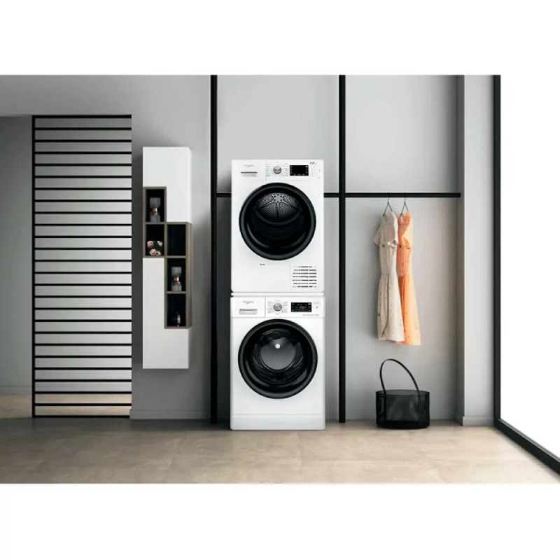 Whirlpool Dryer heat pump, 9kg, A++, 65cm, display, black door, white (FFTM229X2BUA)