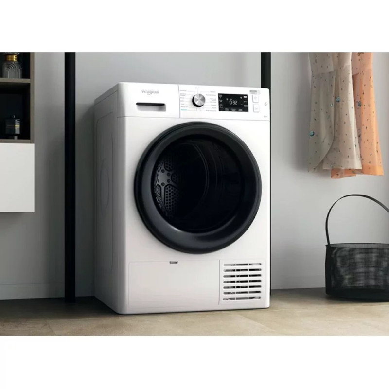 Whirlpool Dryer heat pump, 9kg, A++, 65cm, display, black door, white (FFTM229X2BUA)