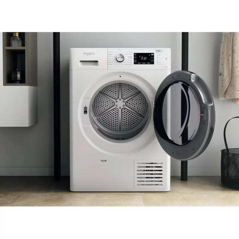 Whirlpool Dryer heat pump, 9kg, A++, 65cm, display, black door, white (FFTM229X2BUA)