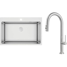 Deante Kitchen set Olfato steel sink ZPO_010C + tap BQO_F72M, brushed steel (ZPOE010C)