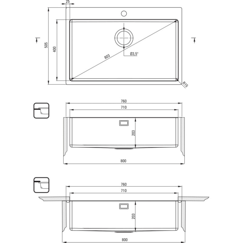 Deante Kitchen set Olfato steel sink ZPO_010C + tap BQO_F72M, brushed steel (ZPOE010C)
