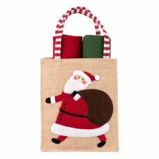 ARDESTO Подарунковий набір рушничків в мішечку Christmas Santa 38х63см, 2шт, 100% бавовна, червоний, зелений (ART3863HSB)