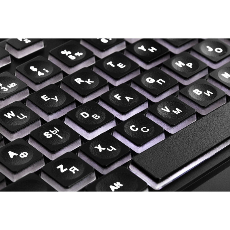 2E Keyboard membrane KS120 104key, USB-A, EN/UK/RU, White LED, black (2E-KS120UB)