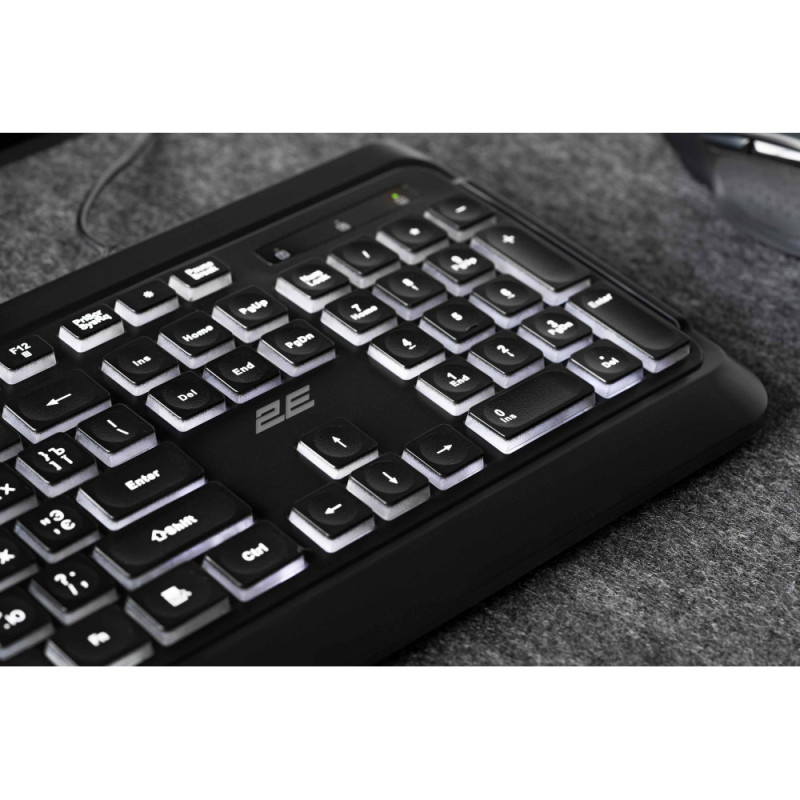 2E Keyboard membrane KS120 104key, USB-A, EN/UK/RU, White LED, black (2E-KS120UB)