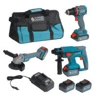Könner & Söhnen Set of three cordless tools KS RHAGD 20V SET 3 20V drill, angle grinder, hammer drill, fast charge 4.5A battery 2x4A·h bag 7.5kg (KSRHAGD20VSET3)