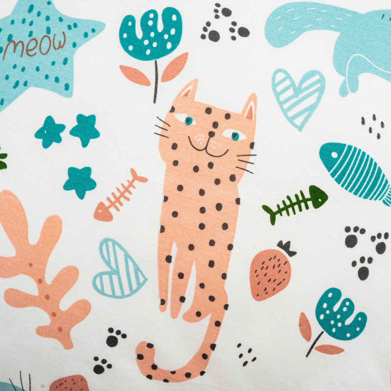 ARDESTO Bedding set 1.5 Gloria, sateen, duvet cover160x220cm, bed sheet 160x220cm, pillowcases (2) 50x70cm, 100% cotton, cats peach (ART1622CP)