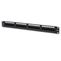 Digitus CAT 5e patch panel, unshielded, 24-port RJ45, 8P8C, LSA, 1U, Rack Mount Color black RAL 9005 (DN-91524U)
