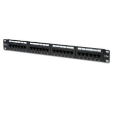 Digitus CAT 5e patch panel, unshielded, 24-port RJ45, 8P8C, LSA, 1U, Rack Mount Color black RAL 9005 (DN-91524U)
