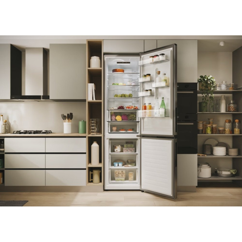 Candy Ref with bottom freezer, 205x66.7х60, ref-289L, freez.-120L, 2doors, А++, NF, fresh zone, inox (ECN2CQTEX206)