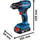 Bosch Cordless Drill Screwdriver GSR 185-LI, 18V 2х2.0 Ah, 50Nm, 20+1, 500/1900rpm, 0.9kg (0.601.9K3.000)