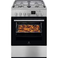 Electrolux Плита комбинированная, 58л, 60x60см, дисплей, конвекция, чугун, пар, нерж (LKK660220X)