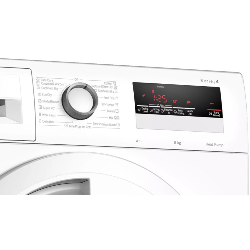 Bosch Сушильная машина тепловой насос, 8кг, A++, 60см, дисплей, белый (WTH83253BY)