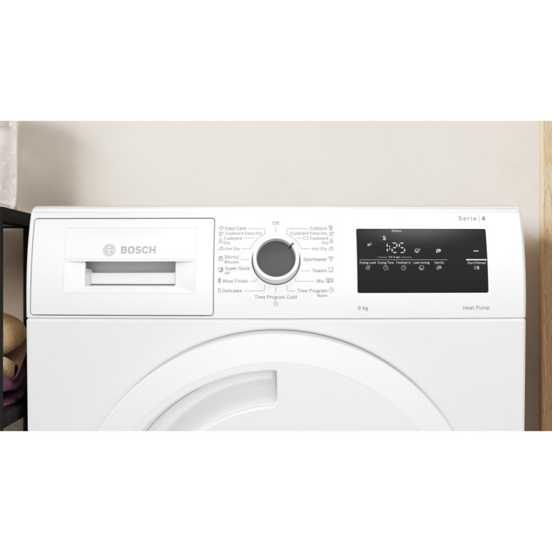 Bosch Сушильная машина тепловой насос, 8кг, A++, 60см, дисплей, белый (WTH83253BY)