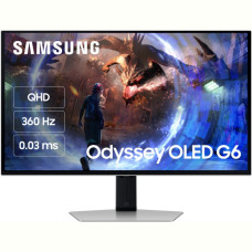 Монитор Samsung 27" Odyssey G6 LS27DG600 (LS27DG600SIXCI) OLED Silver 360Hz; 2560х1440, 0.03 мс, 250 кд,м2, DisplayPort, HDMI, USB Type-A