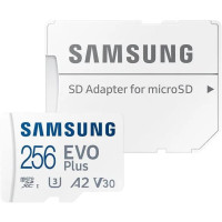 Samsung Карта памяти Samsung microSD 256GB C10 UHS-I R130MB/s Evo Plus + SD (MB-MC256SA/EU)