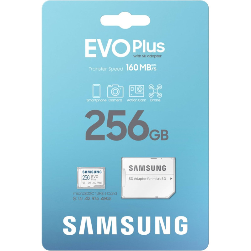 Samsung Samsung microSD 256GB C10 UHS-I R130MB/s Evo Plus + SD (MB-MC256SA/EU)