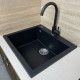 Adamant Kitchen sink Univer, artificial stone, square, no drainboard, 560х500х200mm, bowl - 1, over-mounted, black (000000629)