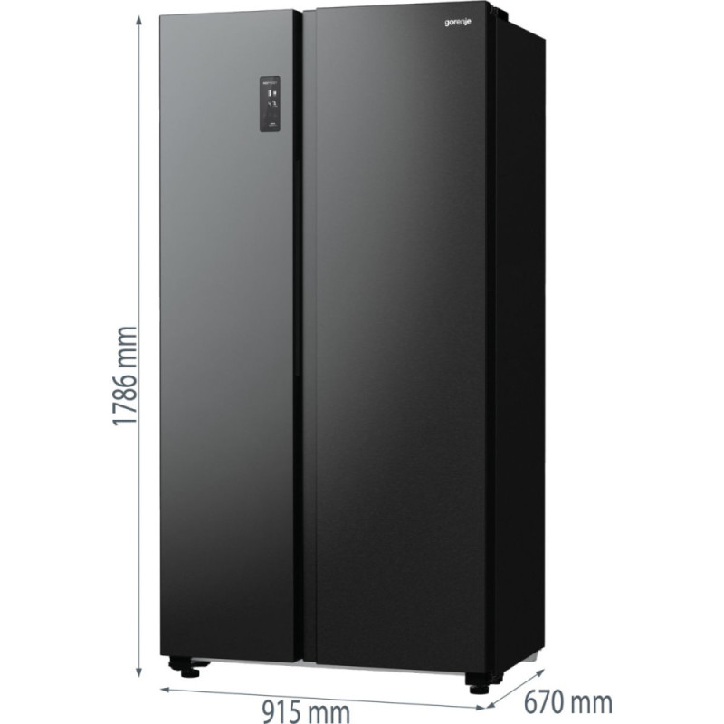 Gorenje Холодильник SBS 179х67х92см, 2 дв., 356(191)л, А++, NF+, Инв. , Зона св-ти, Внешн.диспл, черный (NRR9185EABXL)