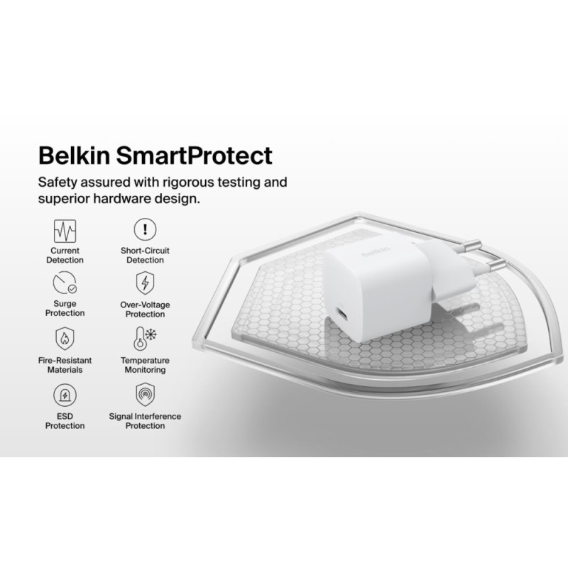 Belkin Зарядний пристрій мережевий 25Вт USB-С PD PPS, білий (WCA012KQWH) Belkin Зарядний пристрій мережевий 25Вт USB-С PD PPS, білий (WCA012KQWH)