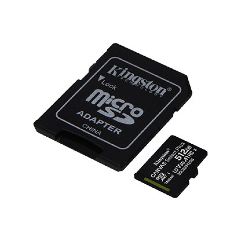 Kingston Карта памяти microSD 512GB C10 UHS-I U3 A1 R100/W85MB/s + SD (SDCS2/512GB)
