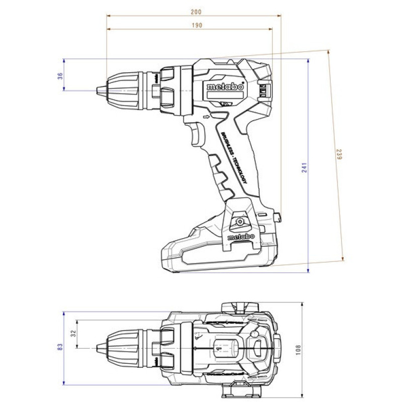 Metabo Cordless Drill Screwdriver BS 18 LT BL Q, LiHD, 2*18V, 4Ah, metaBOX 145, 1.8g (602334800)