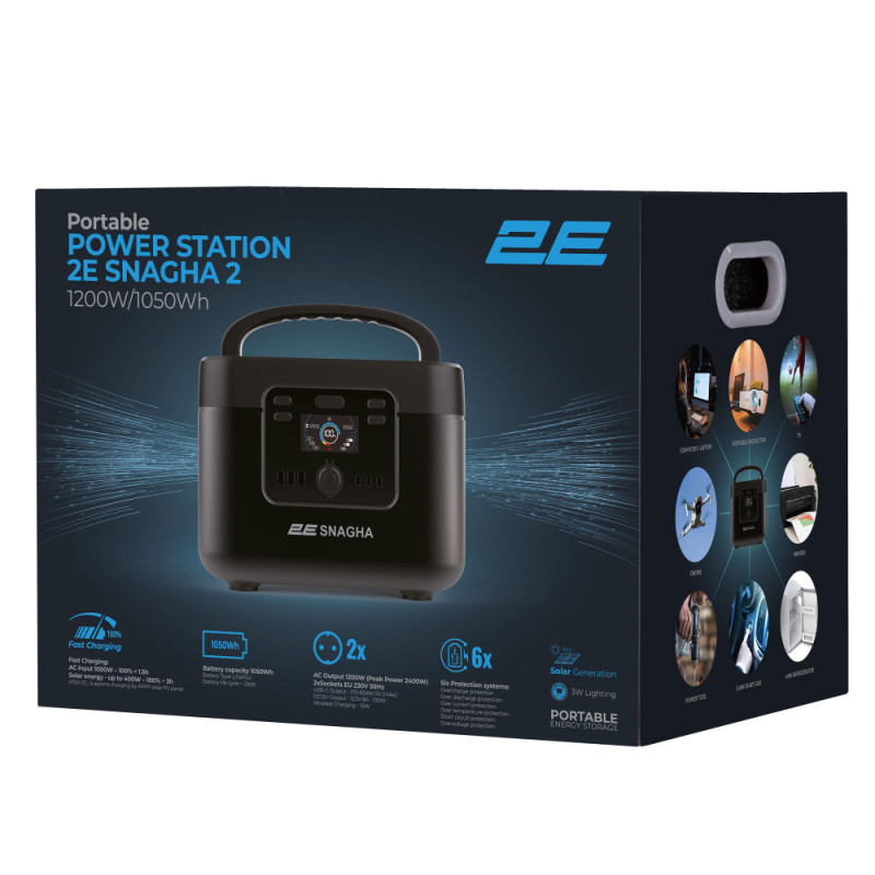 2E Portable Power Station Snagha 2, 1200 W, 1050 Wh, Fast Charging (2E-PPS1210-2)