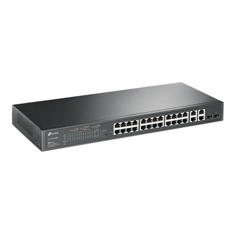 TP-Link Комутатор TL-SL2428P 24xFE/PoE+ 250W 4xGE 2xcomboGE/SFP L2 Smart Switch 19" 1U