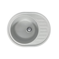 Adamant Kitchen sink Ovum, artificial stone, oval, with drainboard, 615х495х200mm, bowl - 1, over-mounted, Old stone (000008384)
