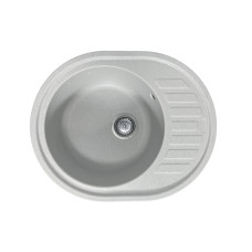 Adamant Kitchen sink Ovum, artificial stone, oval, with drainboard, 615х495х200mm, bowl - 1, over-mounted, Old stone (000008384)