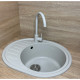 Adamant Kitchen sink Ovum, artificial stone, oval, with drainboard, 615х495х200mm, bowl - 1, over-mounted, Old stone (000008384)