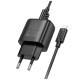 Зарядное устройство HOCO C140A Smart USB QC3.0 + USB to cable Micro Black (6942007627801)