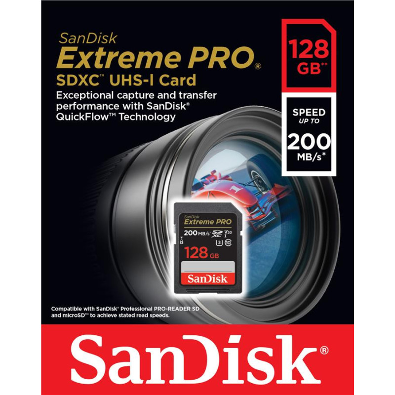 SanDisk SD 128GB C10 UHS-I U3 R200/W140MB/s Extreme Pro V30 (SDSDXXD-128G-GN4IN)