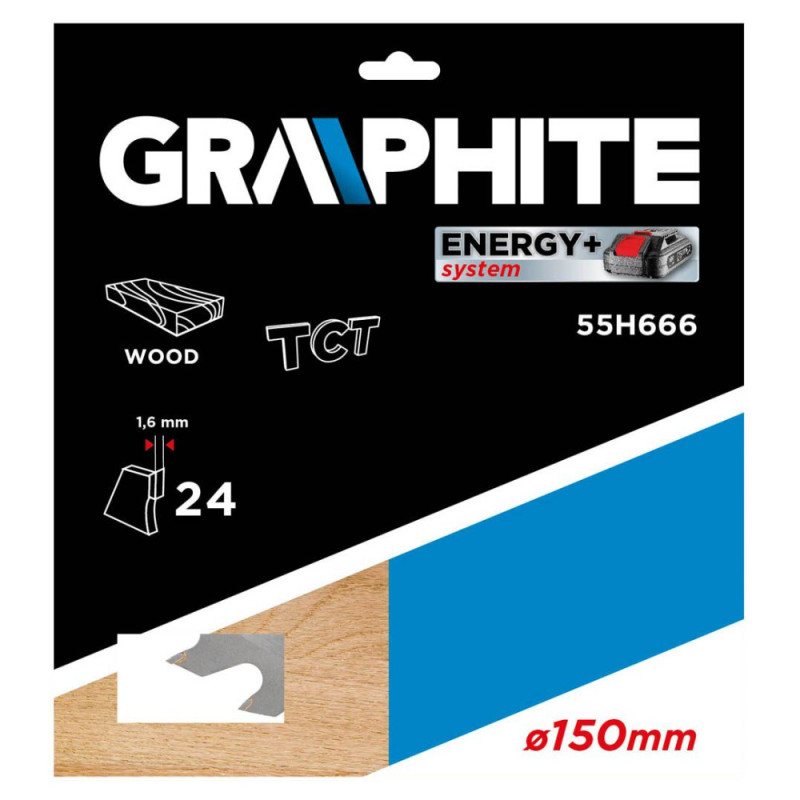 Graphite Диск пильний по дереву, 150х10мм, 1.6мм, 24 зубів (55H666)