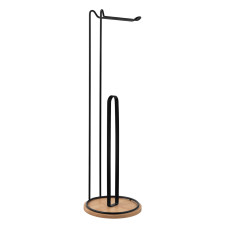 ARDESTO Toilet paper holder Minimalism 16.5x16.5x55cm, metal, bamboo, black (ARHB3112BT)