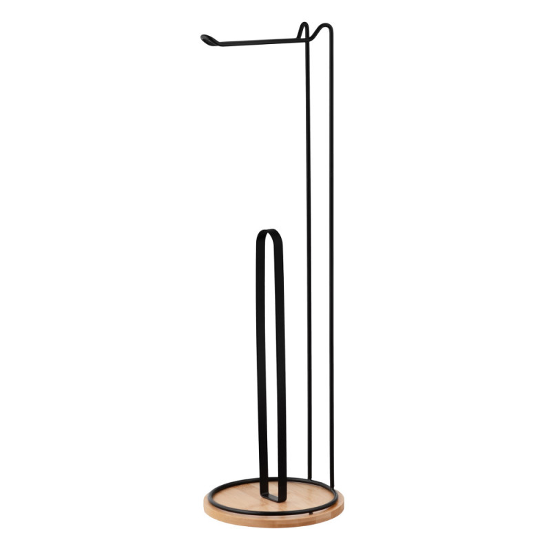 ARDESTO Toilet paper holder Minimalism 16.5x16.5x55cm, metal, bamboo, black (ARHB3112BT) ARDESTO Toilet paper holder Minimalism 16.5x16.5x55cm, metal, bamboo, black (ARHB3112BT)