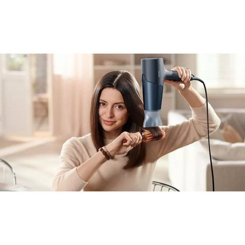 Philips Hair dryer 5000 Series, 3W, 3 modes, diffuser, ionization, cold blowing, dark blue (BHD512/00)