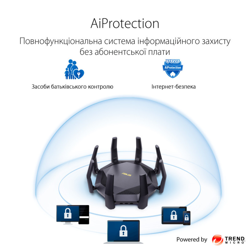 ASUS Маршрутизатор RT-AX89X AX6000 8xGE LAN 1xGE WAN 1x10GE 1xSFP+ 2xUSB3.1 MU-MIMO OFDMA MESH (90IG04J1-BM3010)