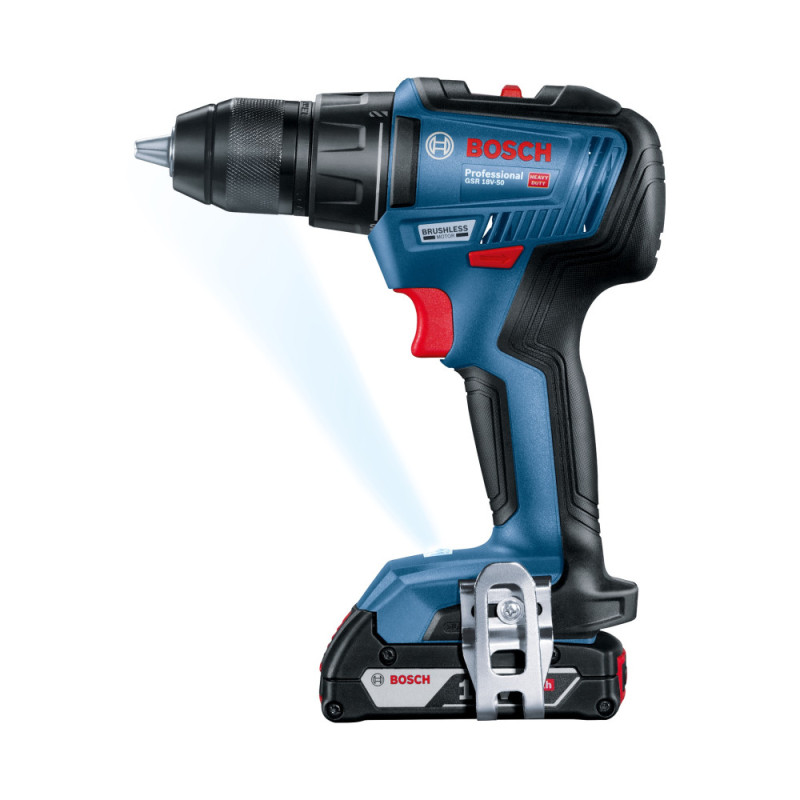 Bosch Cordless Drill Screwdriver GSR 18 V-50, 18V 2x2Ah, 50Nm,20+1, 460/1800rpm, 1kg (0.601.9H5.000)