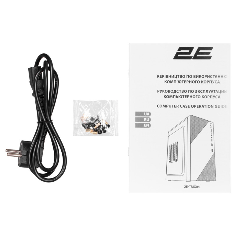 2E PC case TeamX TMX04 with 2E ATX400W, 2xUSB2.0, 1x80mm, VGA 220mm, mATX, black (2E-TMX04)