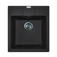 Adamant Kitchen sink Brick, artificial stone, square, no drainboard, 460x515x200mm, bowl - 1, over-mounted, black (000000466)